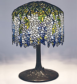 Fig. 3: Wisteria lamp, designed by Clara Driscoll, circa 1901, model 342. Diam. 18 in. The New-York Historical Society, gift of Dr. Egon Neustadt. Photography by Glenn Castellano. Clara Driscoll and the Tiffany Girls: The Women of Tiffany Studios by Margaret K. Hofer, Nina Gray, and Martin Eidelberg