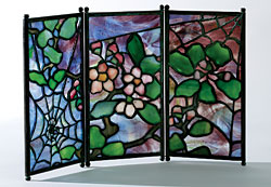 Fig. 6: Tea screen with apple blossoms and cobwebs, probably designed by Clara Driscoll pre-1906. Bronze and glass. H. 7-1/2, W. 12-1/2 in. Private collection. Courtesy of Lillian Nassau LLC, NY. Photography by Glenn Castellano.
Clara Driscoll and the Tiffany Girls: The Women of Tiffany Studios by Margaret K. Hofer, Nina Gray, and Martin Eidelberg