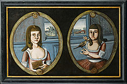Artist unknown, Mary Gay and Lucy Gay, Suffield, Ct., circa 1780. Oil on canvas. 27-1/2 x 44 inches. Made for Love: Selections from the Jane Katcher Collection of Americana by Erin E. Eisenbarth