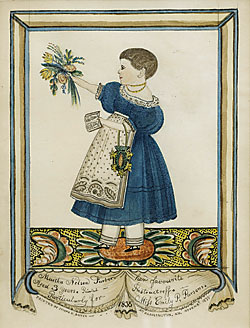 Joseph H. Davis (active 1832-1837), Martha Nelson Furber, Farmington, N.H., 1835. Watercolor, ink, and graphite with gum Arabic on paper. 8-3/8 x 6-1/8 in. Made for Love: Selections from the Jane Katcher Collection of Americana by Erin E. Eisenbarth