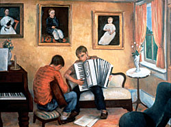 Fig. 3: Making Music, by Bernard Karfiol (1886-1952), probably Ogunquit, Maine, circa 1920. Oil on canvas, 39-3/4 x 47-1/2 inches. Photograph courtesy of a private collector. A Premier Folk Art Museum Celebrates Fifty Years and a New Home by Carolyn J. Weekley