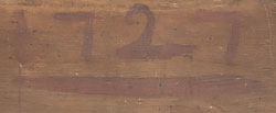 Fig. 6: Date of 1727 scratched and painted on back of the MFA chest illustrated in fig. 3. A Taunton Chest Redivivus by Gerald W.R. Ward