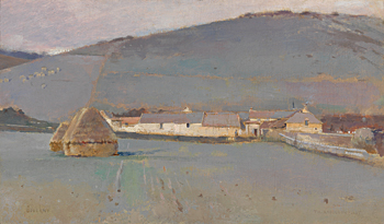 Fig. 1: Theodore Robinson (1852-1896)
Giverny, 1887
Oil on canvas, 14 x 23-3/4 inches
Courtesy Adelson Galleries, New York Fine Art as an Investment: Colin Campbell Cooper (1856-1937) by Lisa Bush Hankin