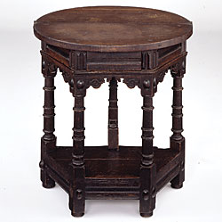 Click for Enlarged Version Folding table, ca. 1680, Boston, Ma. Oak. Lent by the Chipstone Foundation. 1991.16. Photography by Gavin Ashworth.