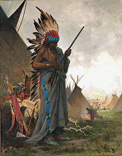 Click for Enlarged Version Fig. 9: Jules Tavernier (1844-1889), White Man's Weapon, 1880. Oil on canvas. 28 x 22 inches. Stark Museum of Art, Orange, Tx. 31.243/1.