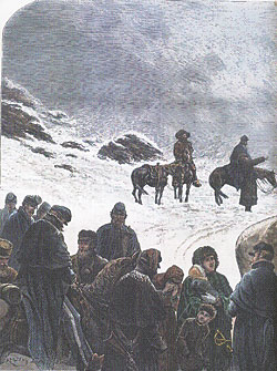Click for Enlarged Version Fig. 2: Jules Tavernier (1844-1889), Driven from Their Homes: Flying from an Indian Raid. Wood engraving in Harper's Weekly (January 2, 1875).