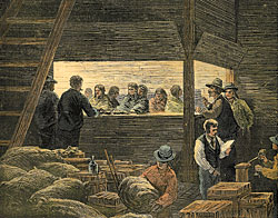 Click for Enlarged Version Fig. 4: Jules Tavernier (1844-1889), An Indian Agency: Distributing Rations. Wood engraving in Harper's Weekly (November 13, 1875).
