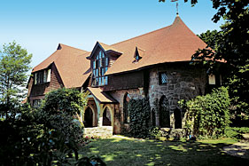 Fig. 6: Beauport, Gloucester (Historic New England) Overlooking Gloucester Harbor, Beauport, Sleeper-McCann House, is crowned by towers, dormers, and dovecotes. Collector and interior designer Henry Davis Sleeper (1877-1934) began its construction in 1907 as a summer home and continued to enlarge it until his death. The rooms, decorated to evoke different historical and literary themes, are filled with compositions of curiosities, folk art, china, and colored glass. Beauport became well known through frequent publication, and helped shape the way we view Americas past.