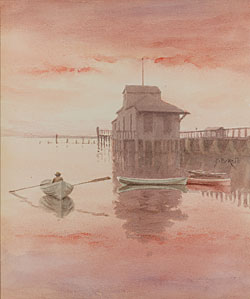 Click Here for Enlarged Version Jane Brewster Reid (1862&-1966), Rowboats, ca. 1910s. Watercolor on paper, 9 x 7-1/2 inches. Signed middle right. Collection of Max and Heidi Berry.