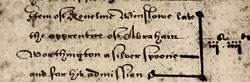 Click Here for Enlarged Version Fig. 1: Citation for Kenelm Winslow in the Masters' and Wardens' Account Book, Joiners' & Ceilers' Company of London, 1621-1828, Guildhall Library, City of London, Ms 8041 (FHL British Film 1068631). Courtesy of Worshipful Company of Joiners and Ceilers, Surrey, England.