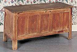 Click Here for Enlarged Version Fig. 4: Joined chest, attributed to Thomas Little (in MA by 1630–1672), Marshfield, Ma, 1680–1720. Red oak, pine, iron hardware. H. 27, W. 52, D. 20 in. Courtesy of the Isaac Winslow House, Marshfield, Ma. Descended in the Little family of Marshfield through Mary Little Winslow (1704–1772). Pine top may be replaced.