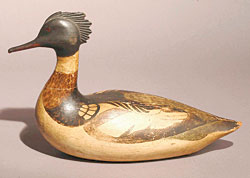 Click Here for Enlarged View Fig. 1: Lothrop Holmes (1824-1899), Merganser drake decoy, circa 1875. Collection of Susan and Jerry Lauren; Photograph courtesy of Fred Giampietro.