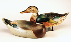 Mason Premier Mallard drake and hen decoy pair, circa 1910. Courtesy of Russ and Karen Goldberger, RJG Antiques. Many fine decoys are available at prices other than those that set records. This pair is valued at under $30,000.