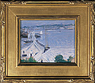 John Henry Twachtman (1853-1902), Boats at Anchor, ca. 1900. Oil on panel, 7-1/2 x 9-5/8 inches. Signed lower left: J.H. Twachtman. Courtesy of Brock & Co., Carlisle, Mass.