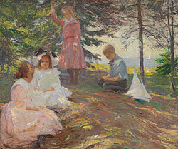 Click Here for Enlarged View Frank Weston Benson (1862-1951), Four Children at North Haven, ca. 1903-04. Oil on canvas, 25 x 30 inches. Courtesy of Adelson Galleries, Inc., New York.
