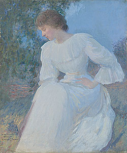 Click Here for Enlarged View Edmund Charles Tarbell (1862-1938), Portrait of a Woman in White, mid-late 1890s. Oil on canvas, 29 x 24 inches. Signed and dedicated lower left: To my friend / Willcox / Edmund C. Tarbell. Photograph Courtesy Spanierman Gallery, LLC, New York.