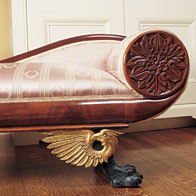 Often called a récamier, the Grecian couch is based on Greek or Roman examples and is named for Jeanne Françoise Julie Adélaïde Récamier (1777-1849), who in 1800 famously sat for artist Jacques-Louis David (17481825) on a Grecian couch.
