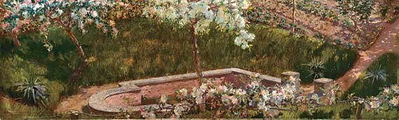 Fig. 5: Mary Fairchild MacMonnies Low (1858–1946) Blossoming Time in Normandy, 1901.  Oil on canvas, 38-1/2 x 63-5/8 inches. Courtesy, Collection of the Union League Club of Chicago.