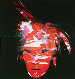 Andy Warhol (1928–1987) Camouflage Self-Portrait, 1986 Synthetic polymer paint and silkscreen on canvas, 80-1/2 x 76 inches Philadelphia Museum of Art, Pennsylvania; acquired with funds contributed by the Committee on Twentieth-Century Art and as a partial gift of the Andy Warhol Foundation for the Visual Arts, Inc., 1993. 