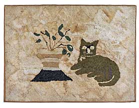 This cat hooked rug was an early purchase. Pennsylvania, nineteenth century.