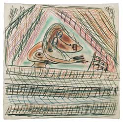 Thornton Dial (b. 1928) Power Across the World, 1994 Graphite, pastel on paper, 21 x 21 inches Courtesy, Outsider Folk Art Gallery  