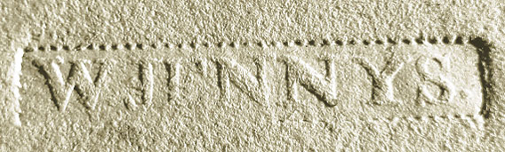 Fig. 2: Embossed signature stamp of William Jennys. Embossing was sometimes used to sign silhouettes at this time.  