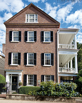 Fig. 10: The Kohne-Leslie House, ca. 1846, is one of the finest Greek Revival residences in the Ansonborough neighborhood, and reflects the major shift in the single-house floor plan in the mid-nineteenth century. HCF purchased this house in 1958, using its innovative revolving fund, established to purchase endangered properties in the Ansonborough neighborhood of Charleston. Photography by Rick McKee.