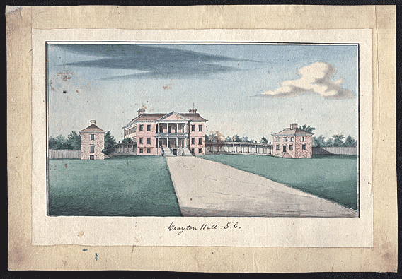 Fig. 3: Pierre Eugene Du Simitiere (ca. 1736–1784), Drayton Hall S. C. Dated “1765” on reverse. Watercolor, pencil, and ink on laid paper, 8-3/8x 12-1/2  inches. Private collection.