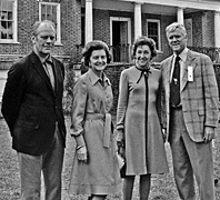 Frances Edmonds, then president of Historic Charleston Foundation, with Vice President and Mrs. Gerald Ford and Senator Ernest Hollings at Drayton Hall during the Foundation’s campaign with the National Trust to acquire the property. Courtesy, Historic Charleston Foundation.  
