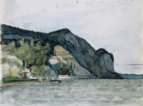 Fig. 1: Edward Hopper (1882–1967), Hook Mountain, Nyack, ca. 1899. Watercolor and graphite pencil on paper, Sheet: 5-1?16 x 6-7/8 inches. Whitney Museum of American Art, New York; Josephine N. Hopper Bequest (70.1558.55). Digital image © Whitney Museum of American Art © Heirs of Josephine N. Hopper, licensed by the Whitney Museum of American Art, New York.