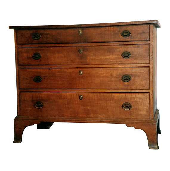 Tiger Maple Hepplewhite Four-Drawer Chest