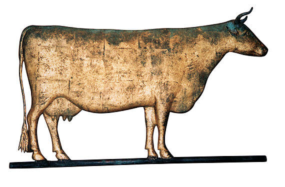 Large Full Bodied Copper Cow Weathervane