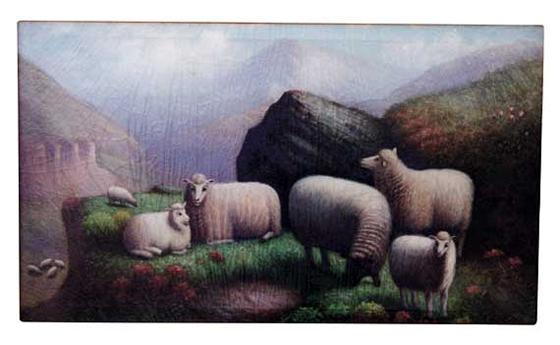 Oil on Canvas of Sheep on a Cliff