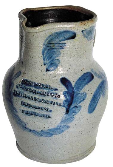 Stoneware Salt Glazed Advertising Pitcher