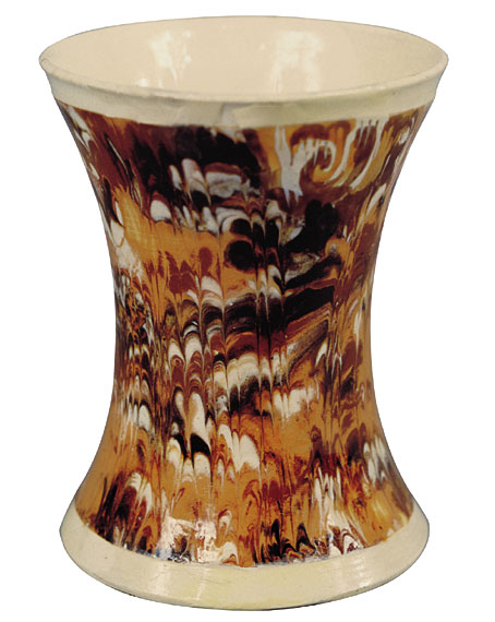 Combed Marbleized Mochaware Spill Vase