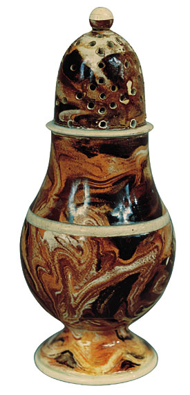 Combed Marbleized Mochaware Pepper Pot