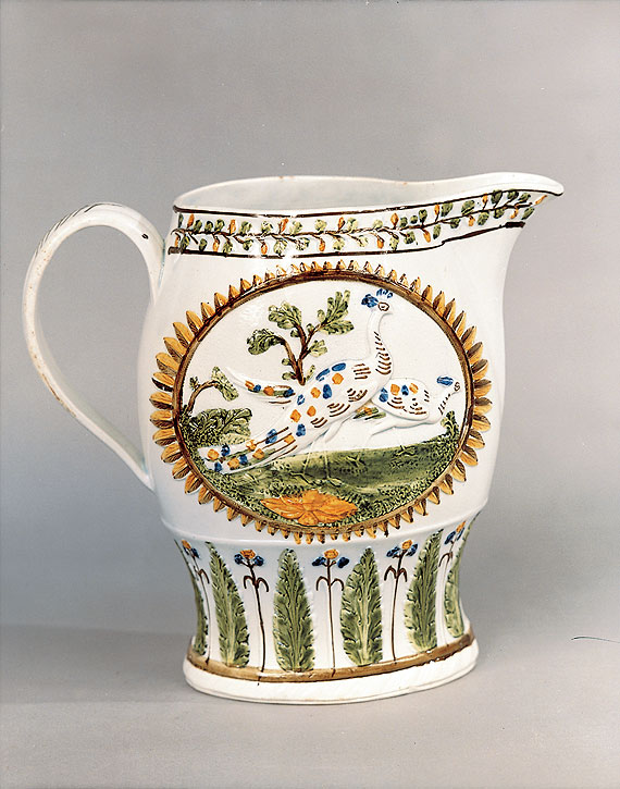 Prattware Peacock Jug