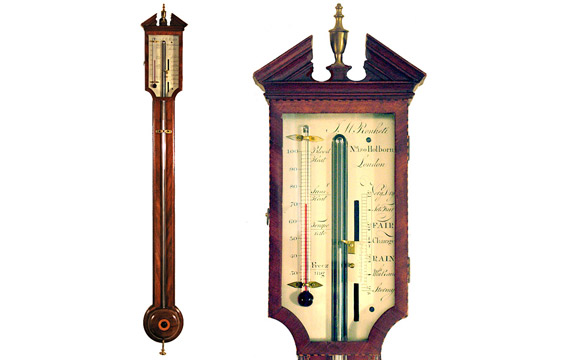 Late Georgian period shaped door stick barometer by John Merry Ronketi