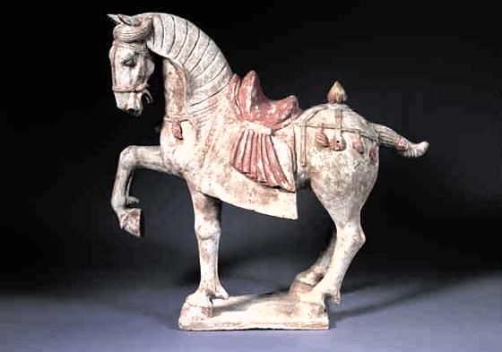 Painted Pottery Prancing Horse