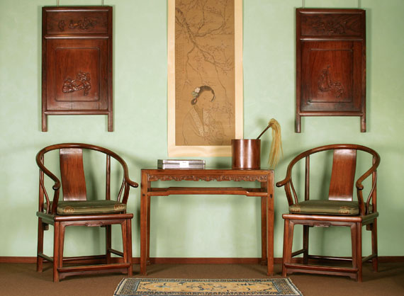 A Huali Table with Carved Apron