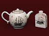 Chinese Export Porcelain Teapot and Tea Caddy