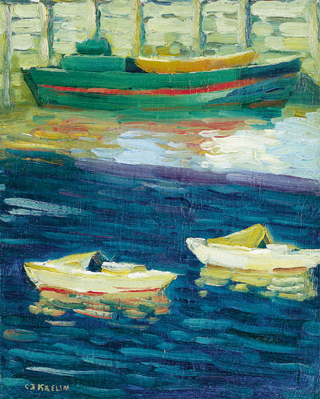 Charles Salis Kaelin - Three Boats near the Shore