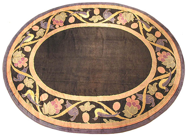 Antique French Art Deco Oval Carpet