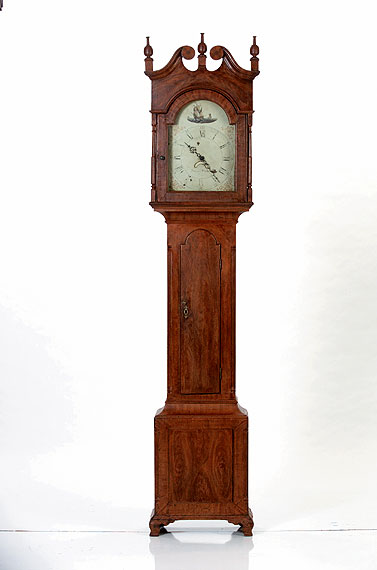 Chippendale Paint Decorated Tall Case Clock