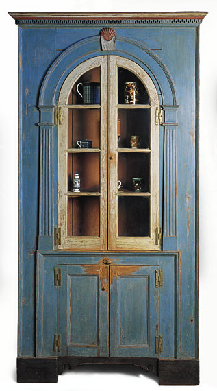 Rare Painted Corner Cupboard