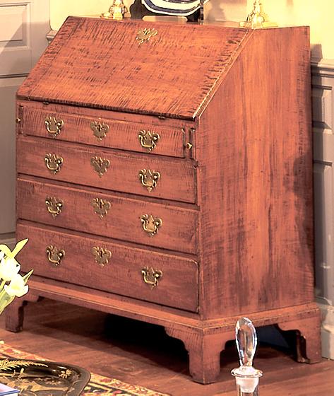 Chippendale Tiger Maple Slant Lid Desk