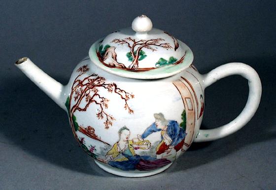 Rare Chinese Export European Subject Teapot/Cover