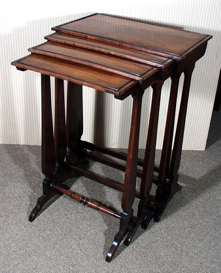 Set Of Regency Rosewood Quartetto Tables