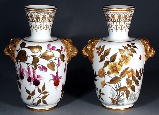 Pair of Royal Derby Porcelain Vases