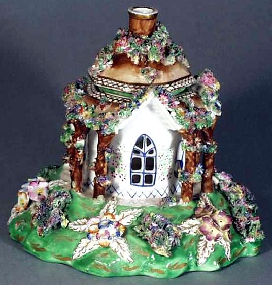 Spode Pastillle Burner in the Form of a Cottage